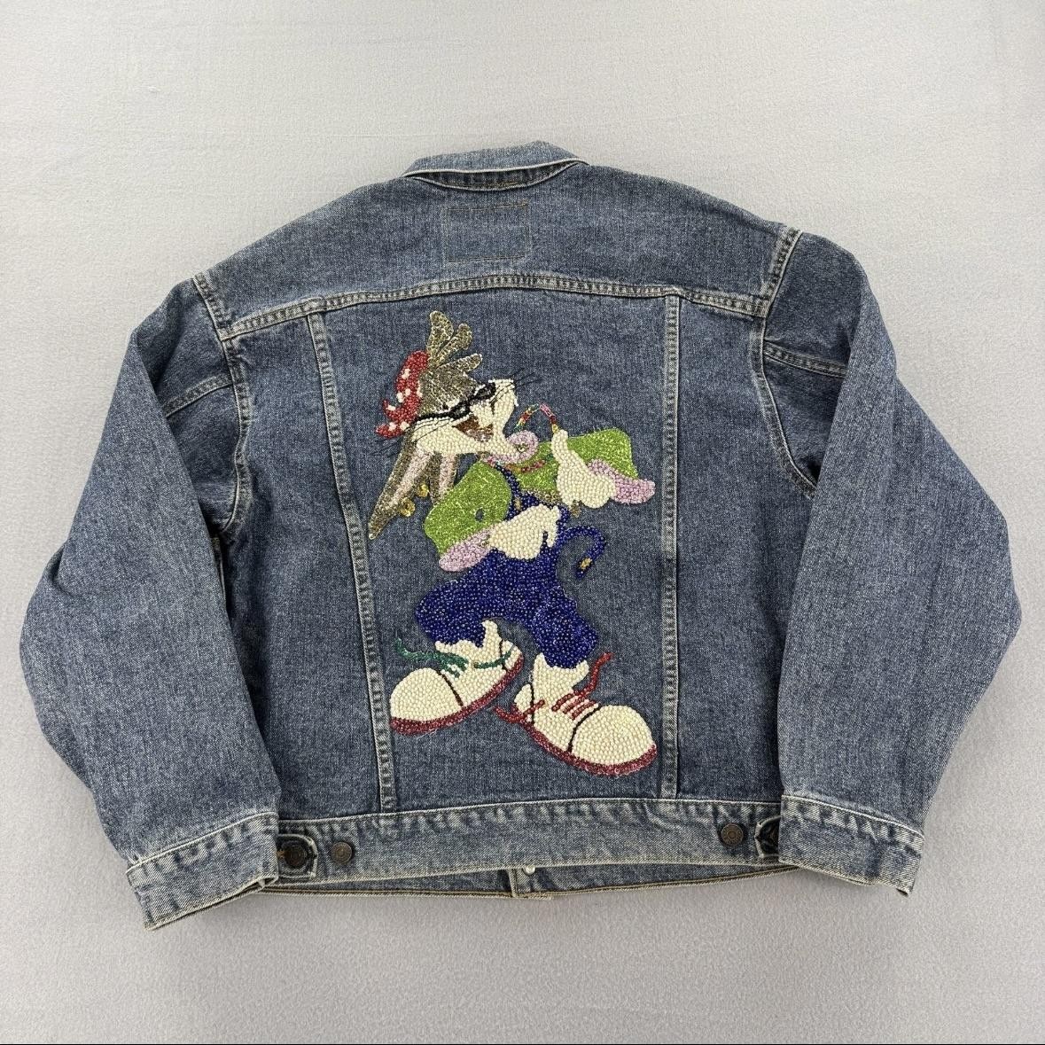 Vintage Levi's Jacket Mens Medium Denim Bugs Bunny Beaded Cartoon 70507-4890