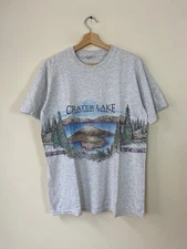 Vintage 90’s Travel Crater Lake National Park Nature Trees AOP Graphic Tee - M