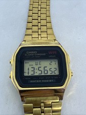 Casio Vintage Style Digital Gold Ion Plated S.Steel Band Watch A159WGE Preloved
