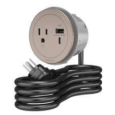 Legrand Wiremold RFPCRUAUC-NI10 Round Furniture Power Center with USB, 1 Outlet,