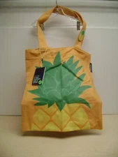 SUNNYLIFE TROPICAL PINEAPPLE  COTTON CANVAS ORANGE BEACH TOTE BAG