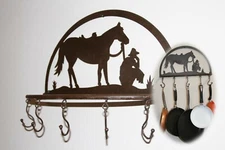 Pots And Pan Storage Organizer Rack Western Cowboy Theme, 20 inch wide