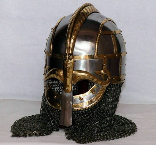Medieval Armor Helmet Viking Helmet warriors with Chain Mail Helmet For Gift - Picture 2 of 8