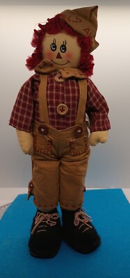 Folk Art Type Ragged Doll With Ann Written On Cap. Stuffed 10 1/2 In