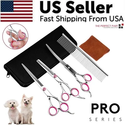 THE PERFECT PART Pet Dog Grooming Scissors Stainless Straight Curved Thinning Shears Trimmer Kits