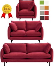 ROT SAMT SET  1+2+3  SESSEL 3 SITZER SOFA GARNITUR ECKSOFA WOHNLANDSCHAFT