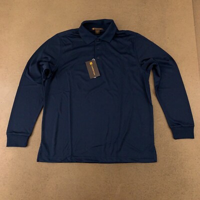 Harriton Men's Medium Navy Advantage Snag Protection Plus Long Sleeve Polo M348L