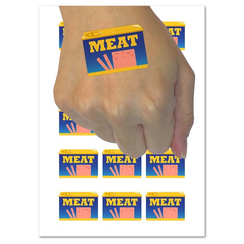 Canned Luncheon Meat Pork Ham Temporary Tattoo Water Resistant Fake Body Art Set - Bild 1 von 7