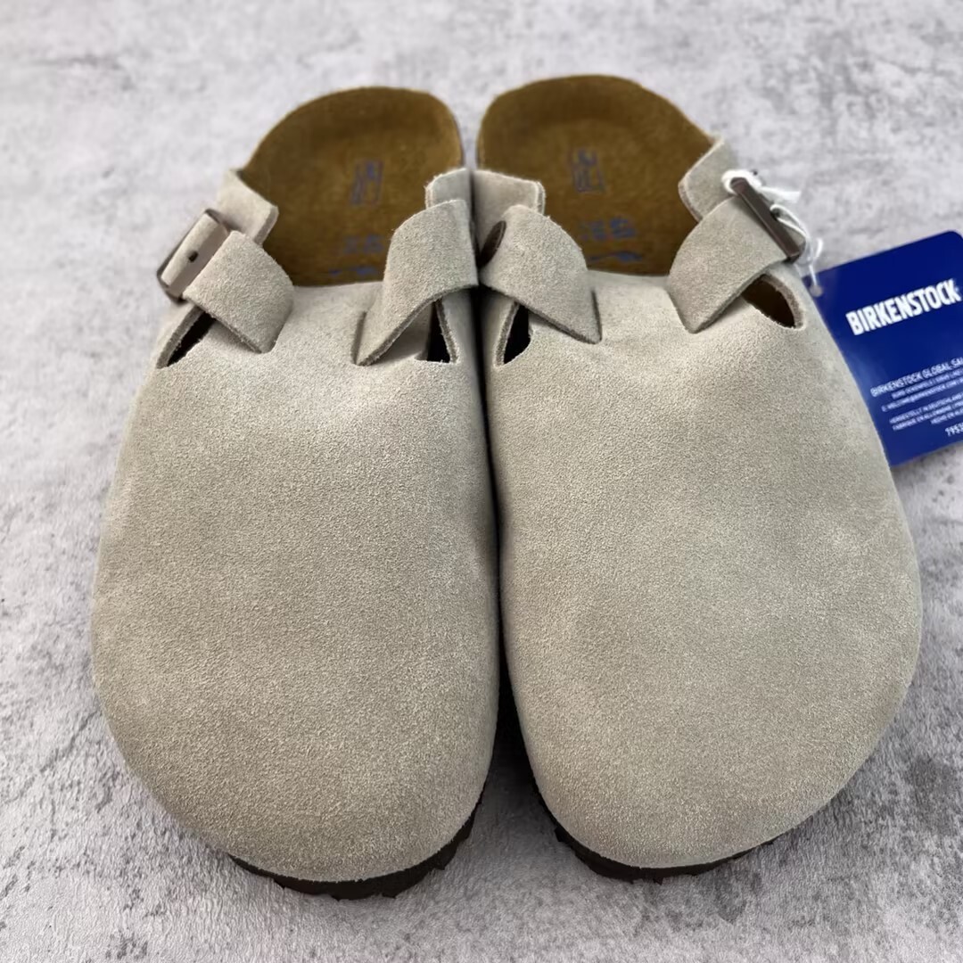靴 Birkenstock Boston Boston Soft Footbed Suede Leather Taupe | BIRKENSTOCK