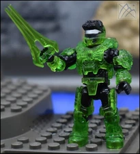 HALO MEGA BLOKS TRANSLUCENT GREEN INFECTED SPARTAN SCOUT MINI FIGURE FRM20