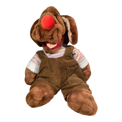 VTG Ganz Bros Wrinkles The Dog 18" Stuffed Plush Hand Puppet Pet Red Nose - Picture 3 of 8