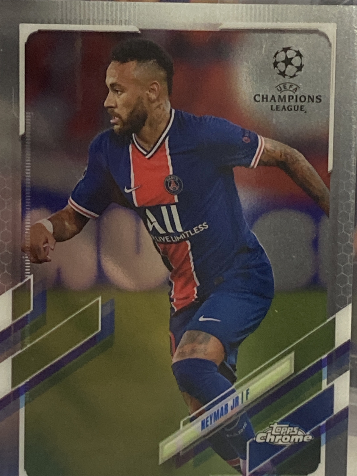 2020-21 Topps Chrome UEFA Champions League Soccer #16 Neymar Jr Refractor 🔥