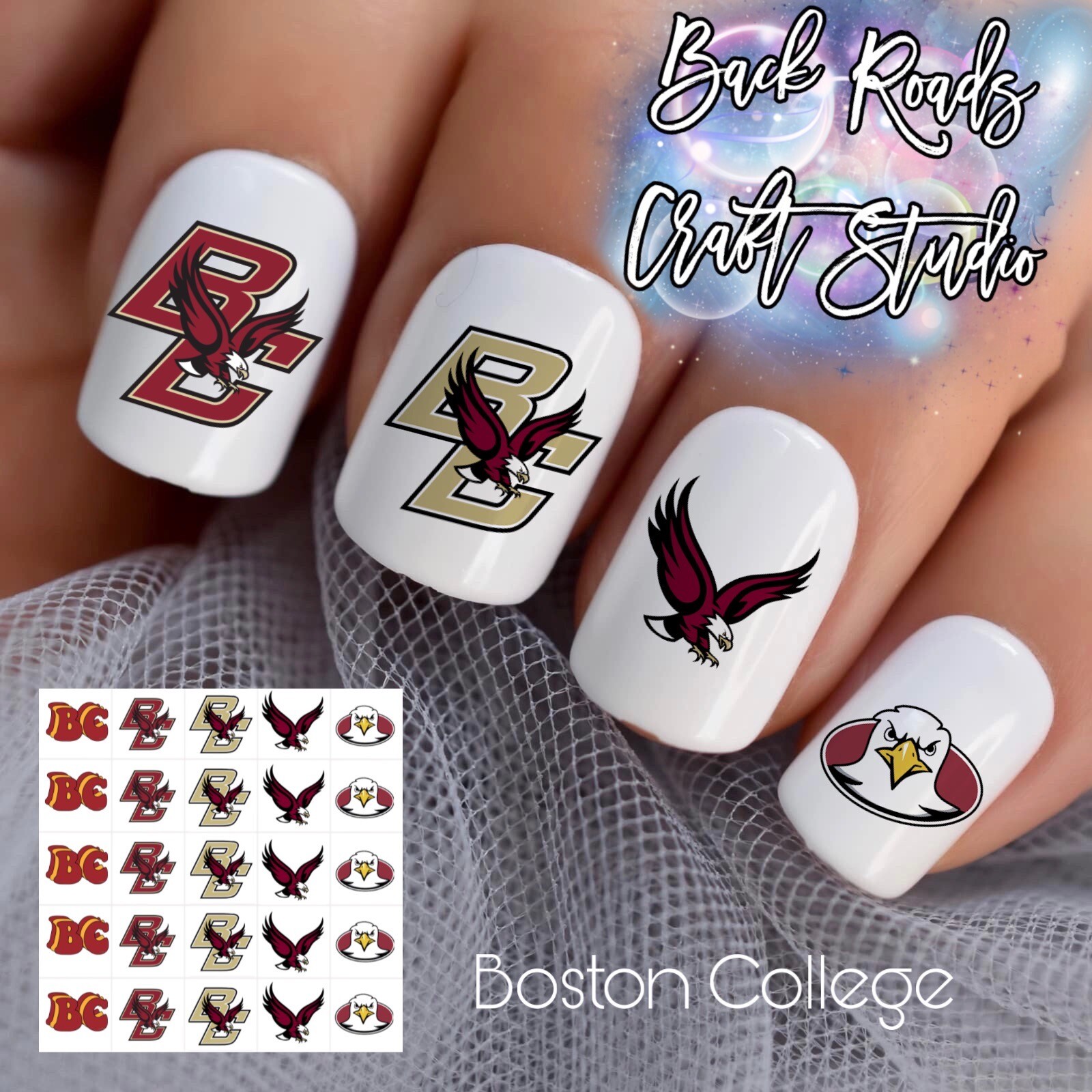 Boston College Waterslide Nail Art Decals Set Of 50 Instructions & Bonus