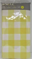 Spritz Yellow Checked Paper Tablecloth, 54" X 108".