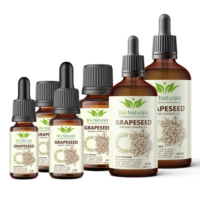 BIONATURALS 100% Pure Grapeseed Oil – Carrier oil - Cold-Pressed for Skin, Hair & Massage UK
