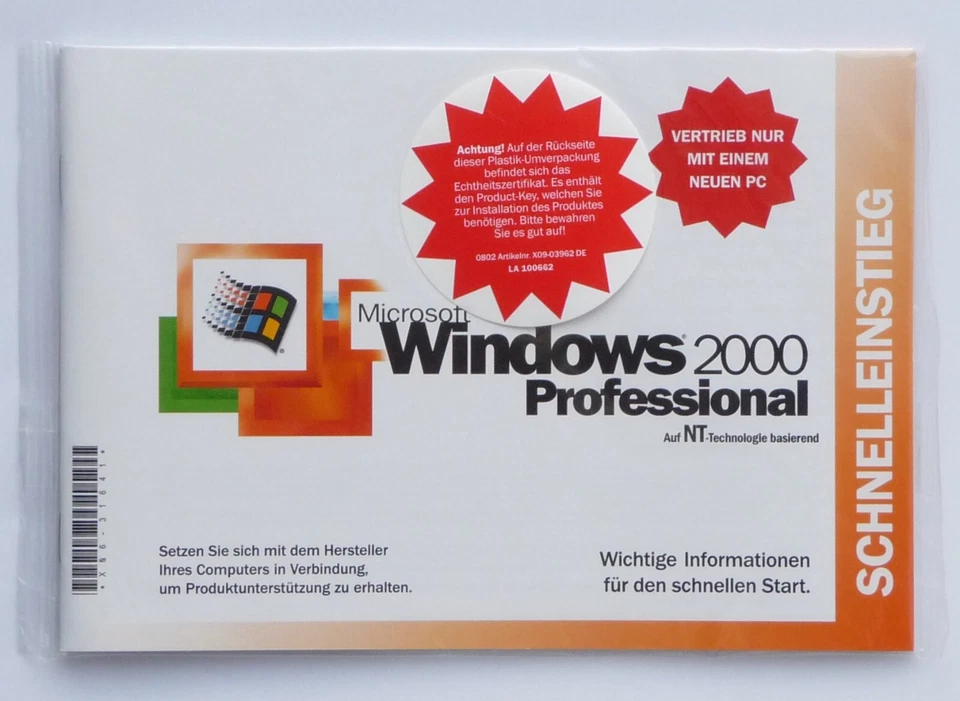 Microsoft Windows 2000 Professional - SB/OEM mit CD - Deutsch - - Bild 2 von 2