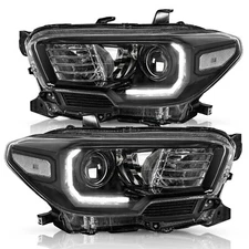 Fit For 2016-2022 Toyota Tacoma w/ LED DRL Black Headlights Headlamps Left+Right