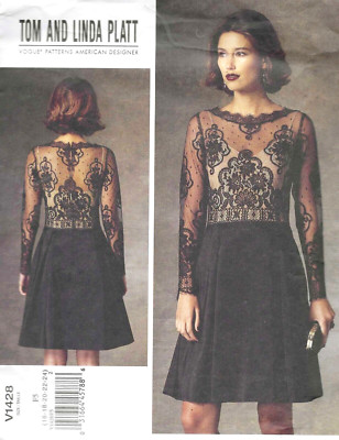 Women's Lace Dress w/ Long Sleeves Sewing Pattern UNCUT Vogue 16-24 Knee  Length | eBay
