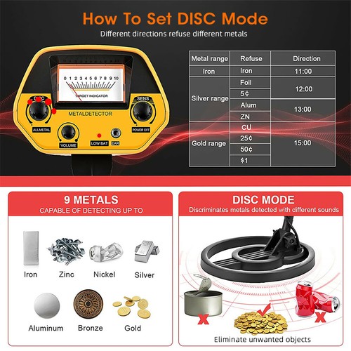 Profi Metalldetektor Gold Metal Detector Wasserdicht Tiefensonde/mit LCD Display - Bild 10 von 20