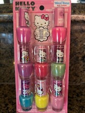 Hello Kitty Kids Nail Polish Set Of 8 Water Based NEW