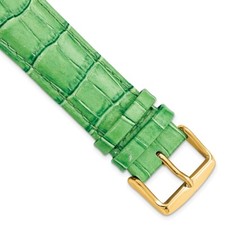 DeBeer 22mm Long Green Crocodile-Style Grain Chrono Gold-tone Buckle Watch Band