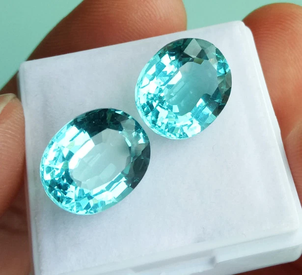 一对 12x10 毫米。 OVAL NEON 蓝色 PARAIBA TOURMALINE 颜色,优质切工_2 件。 — 第 3/4 张图片
