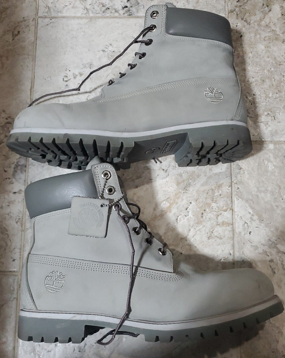 RARE MODEL VINTAGE TIMBERLAND GRAY LEATHER BOOTS MEN'… Gem