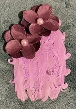 BEAUTIFUL FANCY BABY HAIR BAND WITH FEATHERS AND FLOWERS PURPLE 