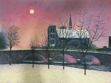 JAMES SCOPPETTONE  SERIGRAPH ON PAPER "WINTER ON SEINE"  SIGNED & NUMBERED