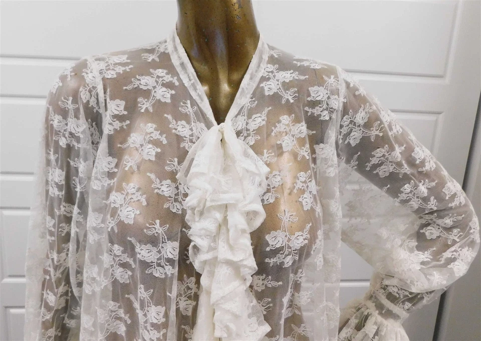 Cubierta con volantes de encaje floral vintage Betsey Johnson talla M Foto 2 de 4