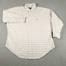 Ralph Lauren Shirt Mens 17.5 Red Green Check Dress Button Up Long Sleeve