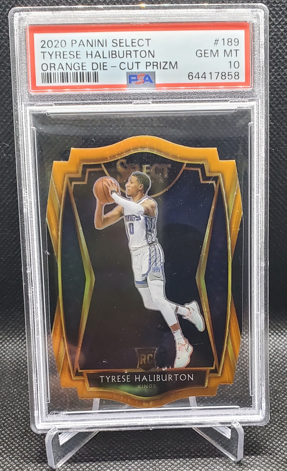2020 Panini Select Orange Prizm Die-Cut TYRESE HALIBURTON #/65 PSA 10 #189 SSP