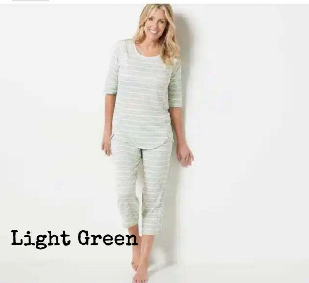 Cuddl Duds Women’s Elbow Sleeve Cropped Pajama Set eBay