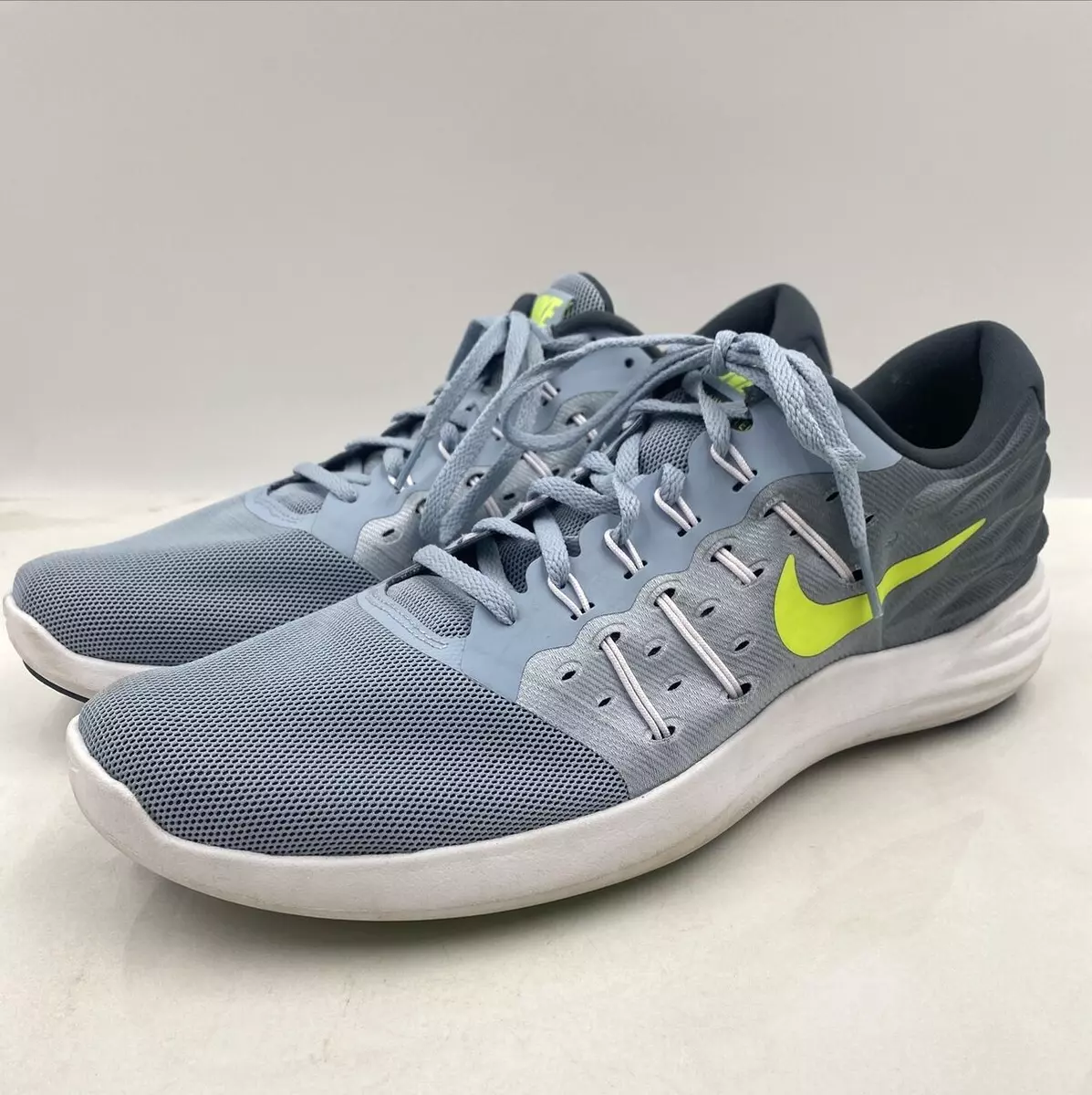 NIKE 844591 LUNARSTELOS VOLT/RIO LACE-UP RUNNING SHOES SZ Gray Yellow | eBay