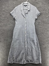 Quince Dress Womens Small Blue Striped Button Front Collared Shirt Knee Length