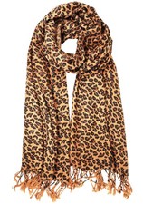 Leopard Print Classic Pashmina Scarf Wrap Animal Print Shawl Brown