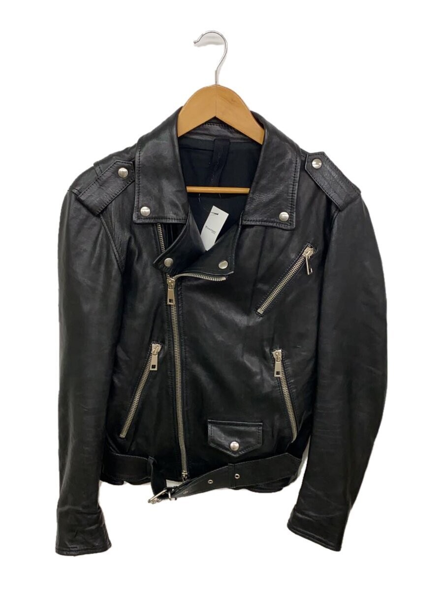 Men's Black Leather Musher Double Rider Jacket MMU17S4008 171