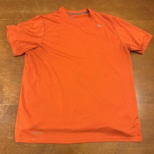 Nike Shirt Mens Large Orange Dri Fit Miler Running Short Sleeve Lightweight