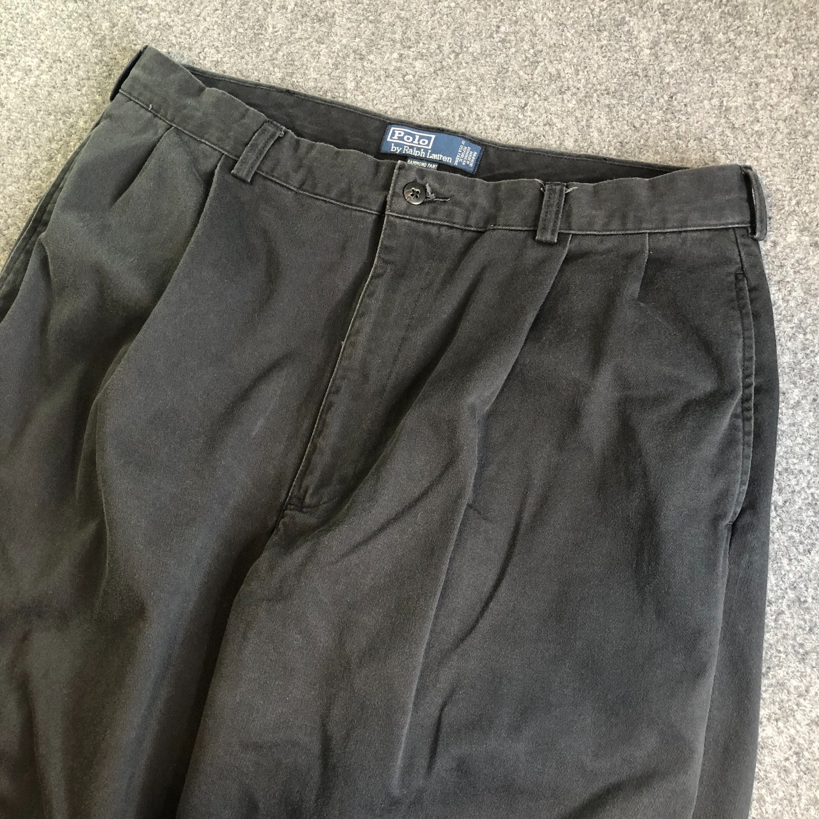 Polo Ralph Lauren Pants Mens 36x32 Black Vintage Straight Pleated High Waist Y2K