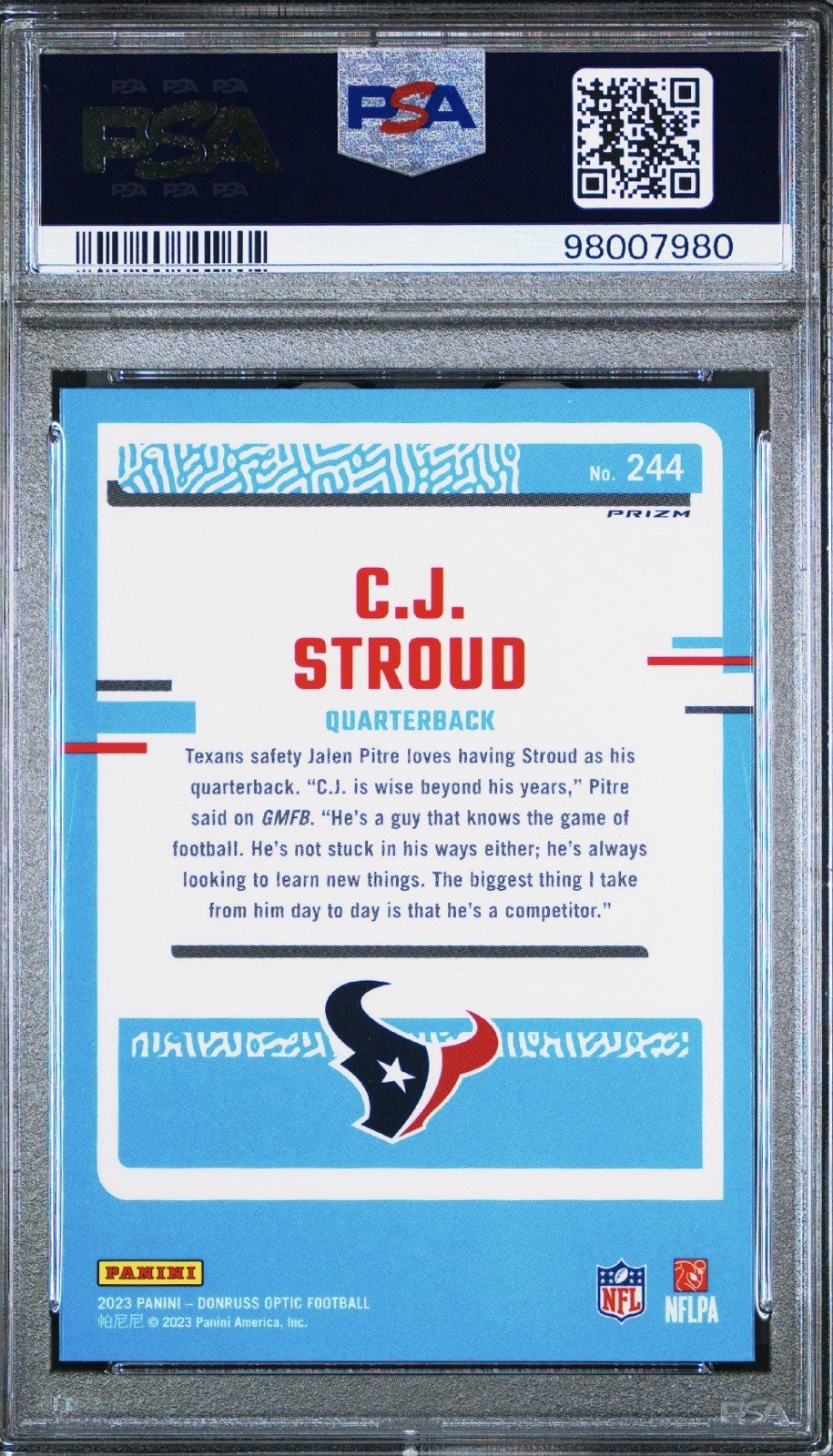2023 PANINI DONRUSS OPTIC STARS #244 CJ STROUD ROOKIE RC PSA 10 💎 view 2