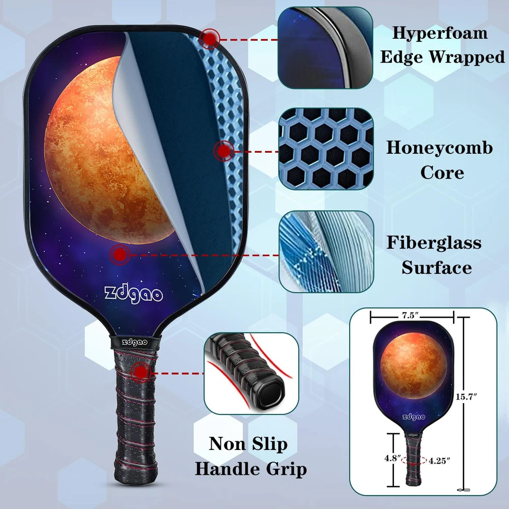 Pickleball Nets Set with 4 Fiberglass Lightweight Pickleball Paddles, 6 Outdo...