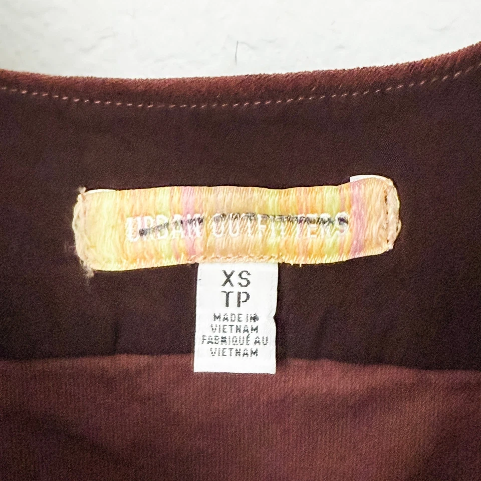 Y2K Urban Outfitters Women Velvet Dress Size XS Brown Mini Fairy Grunge Coquette - Image 4 of 4