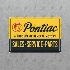 Vintage Pontiac Metal Sign General Motors Sales Service Parts 388701