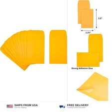 ESSENTIAL 250 coin envelopes 2.25 x 3.5 yellow kraft gummed flap small parts