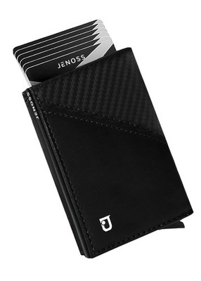 Jenoss Smart Wallet For Men: Full Grain Leather, Handcrafted, Slide Metal Pop...