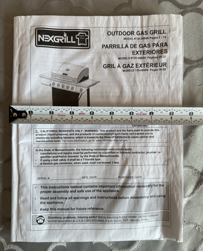 NEXGRILL Model# 720-0888N Outdoor Gas Grill Owner's Manual - Picture 10 of 14