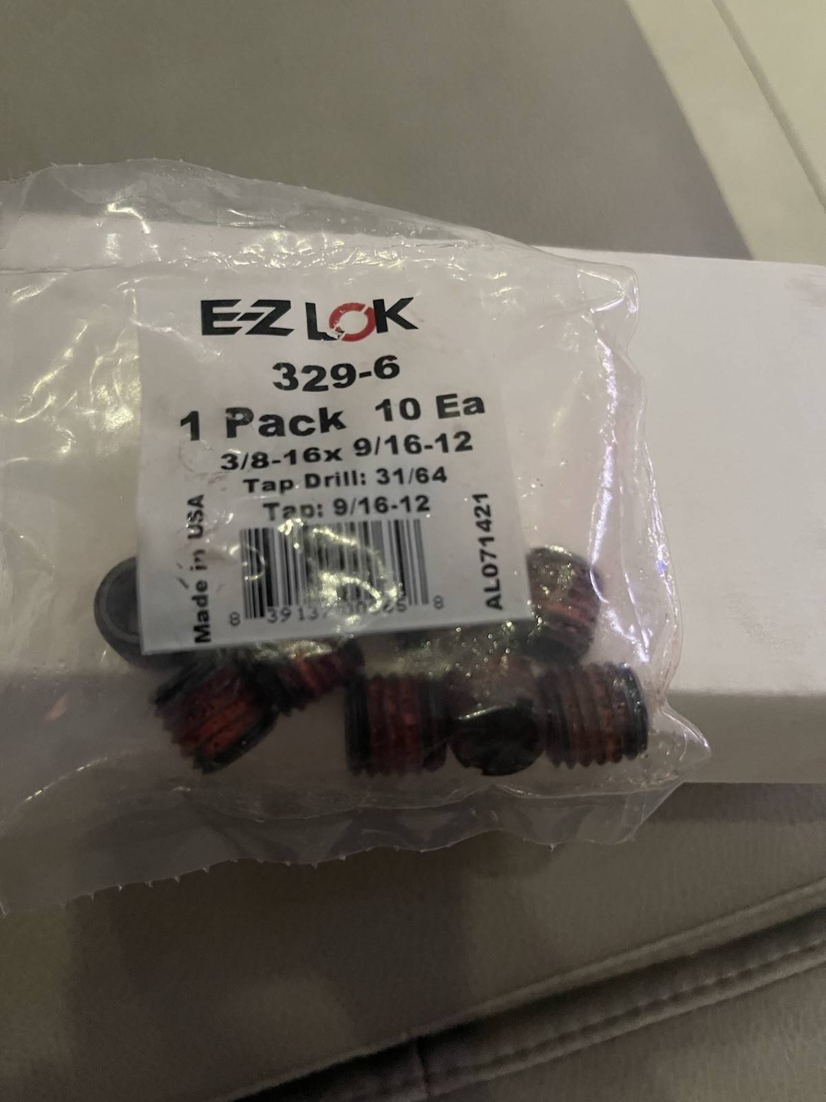 329-6 - E-Z LOK Threaded Locking Inserts -   3/8-16 x  9/16-12  (10 per pack)