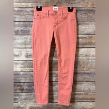 Hudson Jeans Krista Super Skinny Crop 24 Coral Peach Orange Low Rise Stretch