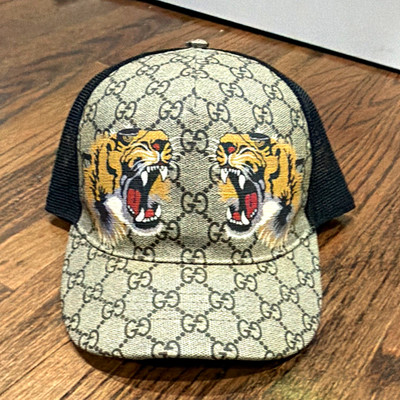Gucci GG Monogram Tiger Embroidered Canvas Mesh Back Baseball Cap
