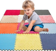 12-Piece Sensory Floor Tile Set - Textured Sensory Mat, Interlocking Sensory Rug